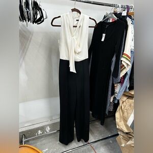 White House Black Market Black and Cream Jumpsuit